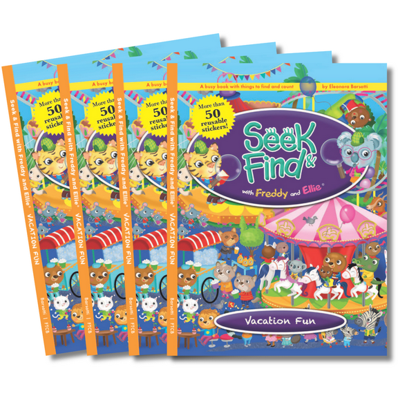 Seek & Find with Freddy and Ellie Vacation Fun 4-Book Set Paperback, 32 Pages