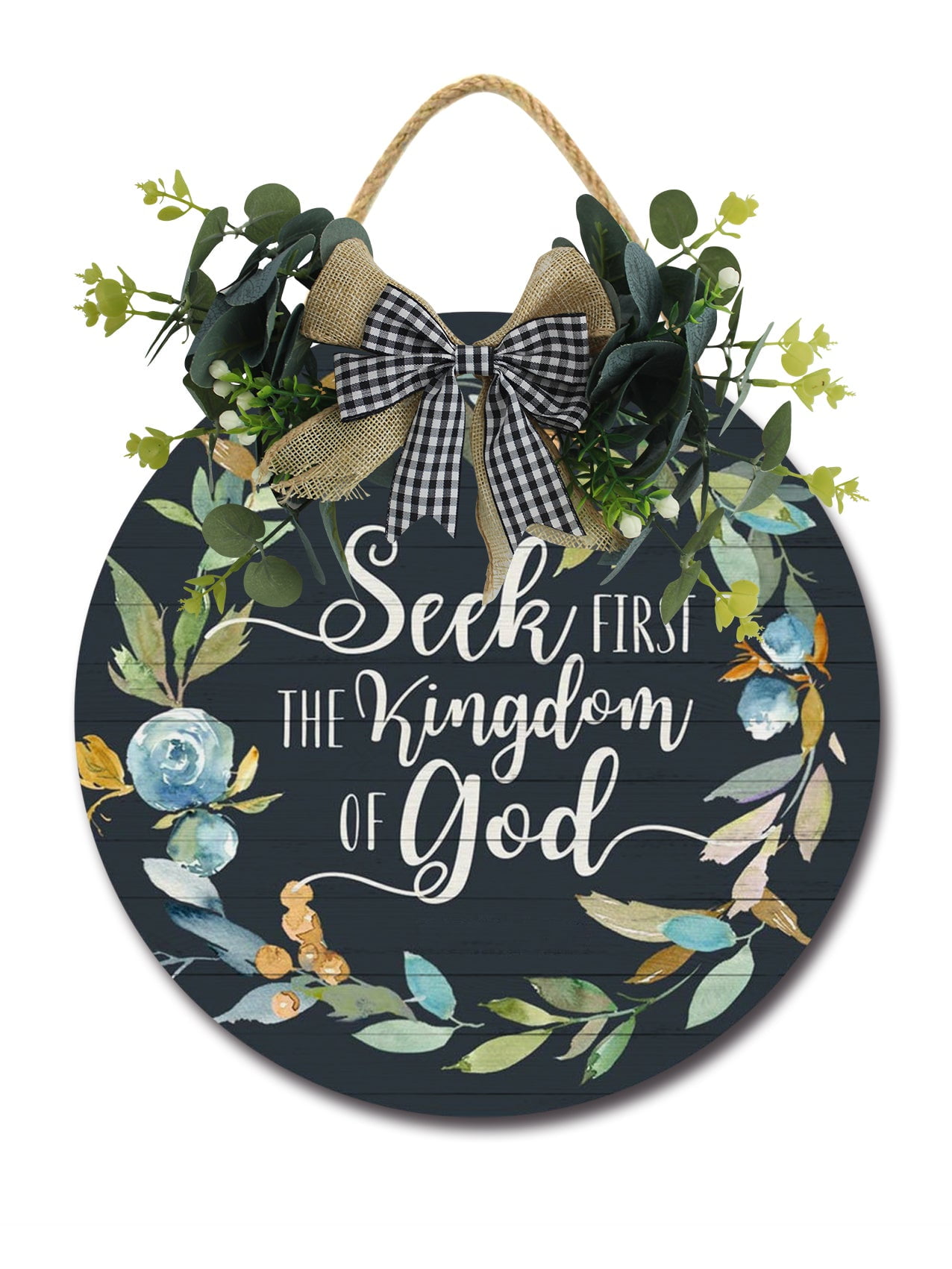 Seek First The Kingdom Of God Front Door,Horizontal Round Door Wreaths ...