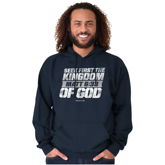Seek First the Kingdom of God Quote Unisex Plus Size Hoodie Brisco Brands 3X