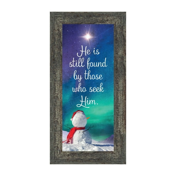 Seek Him, Winter Snowman Decoration, Religious Christmas Picture Frame, 6x12 7425