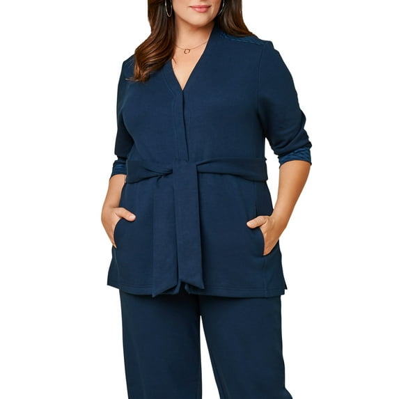 Seek No Further Women’s Plus Size ¾ Sleeve Stretch Ponte Jacket