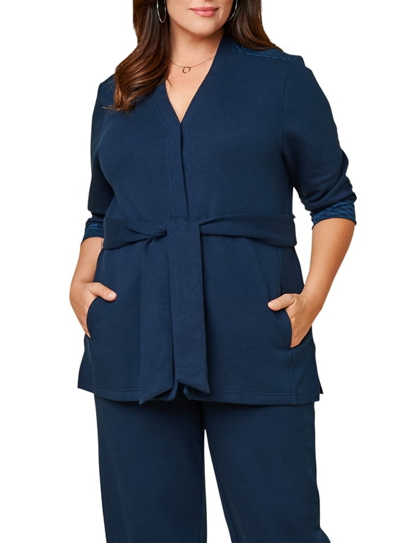 Women’s Plus Size ¾ Sleeve Stretch Ponte Jacket