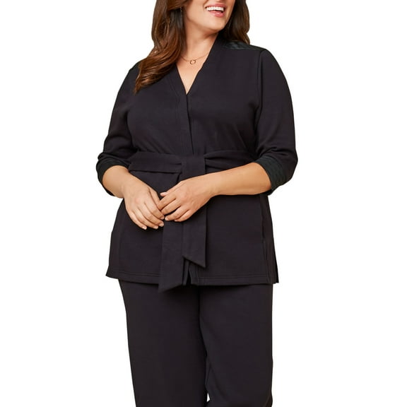 Seek No Further Women’s Plus Size ¾ Sleeve Stretch Ponte Jacket