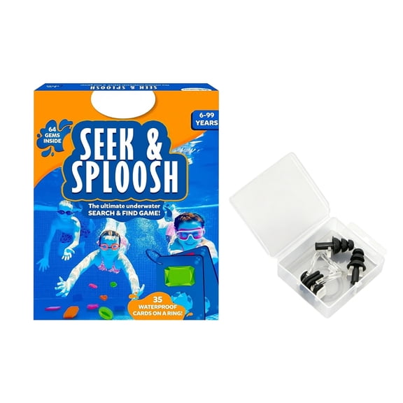 Seek and Splash Pool Game,Pool Game Seek & Splash,Search & Find Water Activity,Swimming Pool Dive Game for Summer Fun & Gifts,Includes 64 Colorful Gems & 35 waterproof game cards