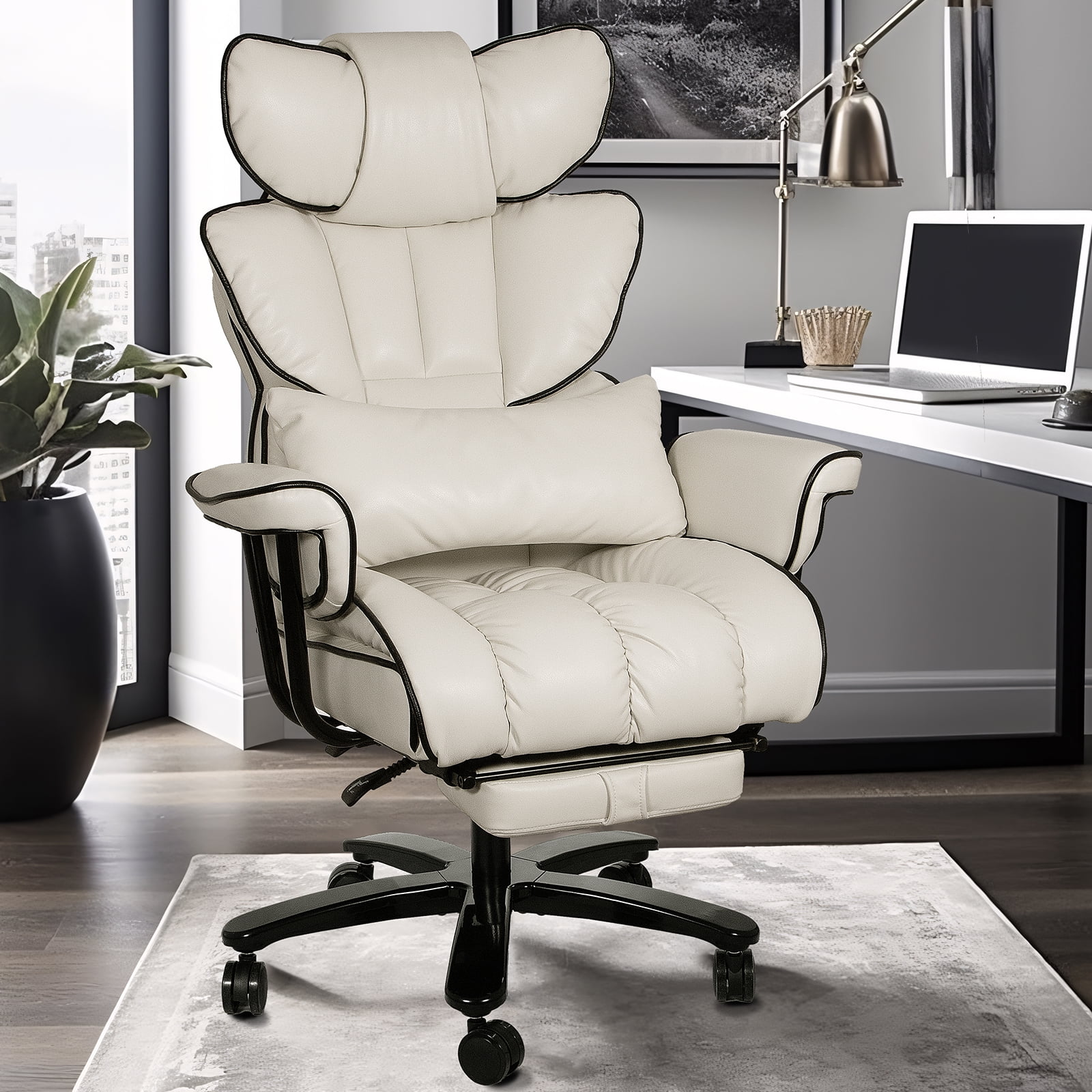 SeekFancy Reclining Office Chair with Footrest O203, Big and Tall