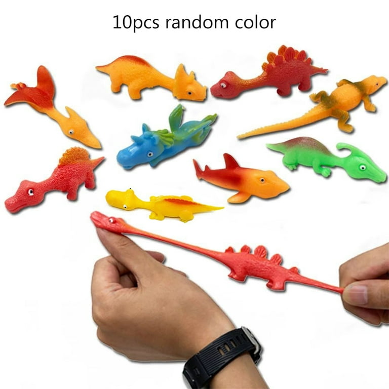 SeekFunning 10 Pcs Slingshot Dinosaur Finger Toys Catapult Toys as