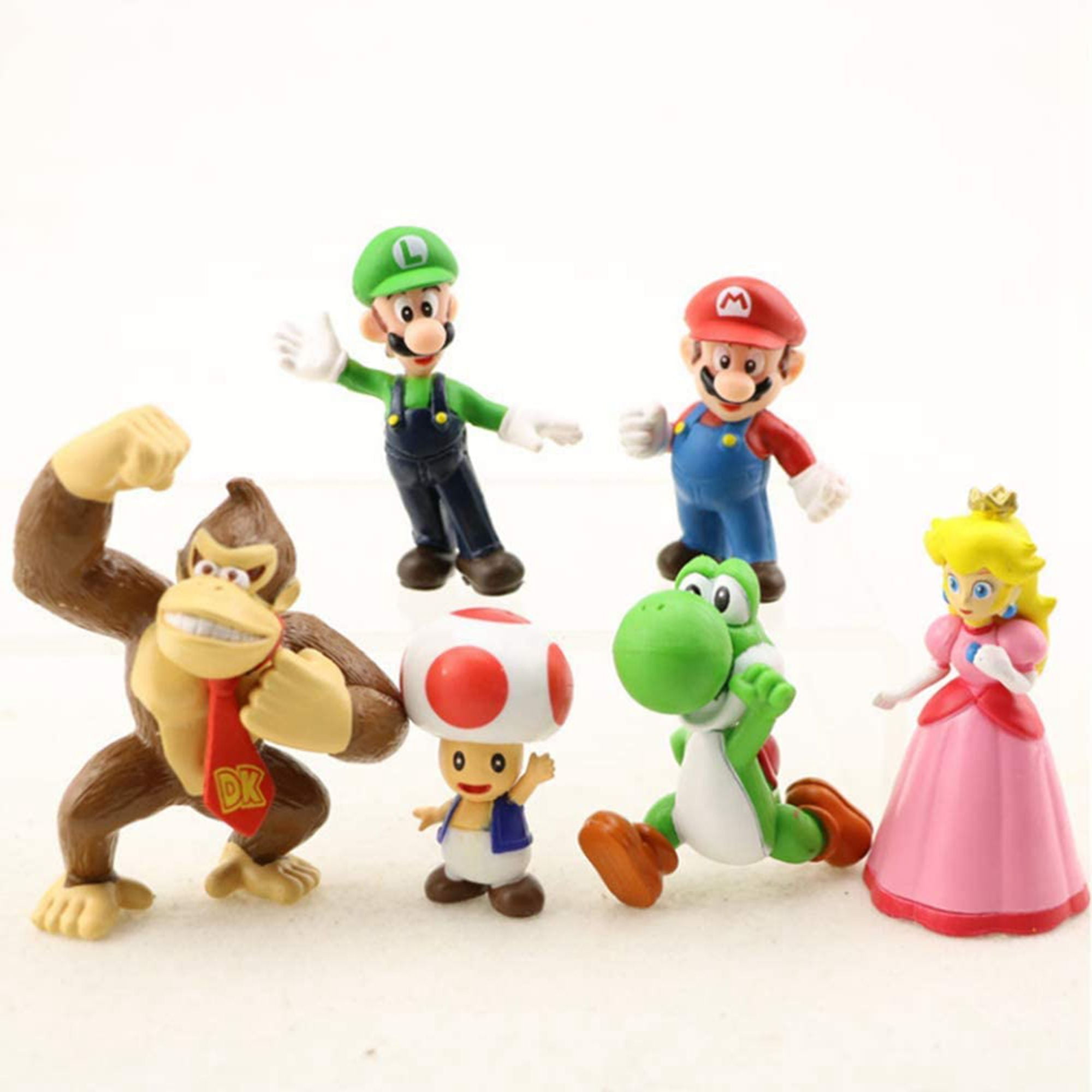 Mario Bros CAKE TOPPER Princess Peach Luigi Yoshi Donkey Kong 6 Figure Set  Birthday Party Cupcakes Mini Figurines Super Nintendo * FAST Shipping * Toy  Doll Set