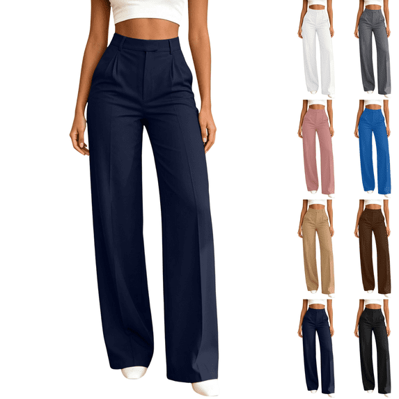 SeekIslan Wide Leg Loose Pants for Women High Waisted Business Casual Slack Pants