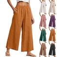 thumbnail image 1 of SeekIslan Women's Linen Wide Leg Pants High Waisted Cropped Pants with Pockets for Summer Beach Vacation, 1 of 7
