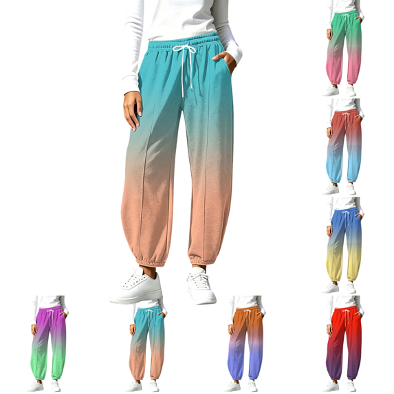 SeekIslan Women's Ombre Jogger Pants with Drawstring Waist for Trendy Workout and Daily Activewear