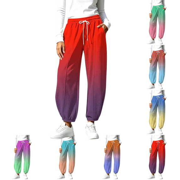 SeekIslan Women's Ombre Jogger Pants with Drawstring Waist for Trendy Workout and Daily Activewear