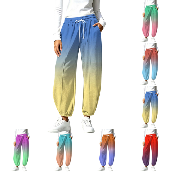 SeekIslan Women's Ombre Jogger Pants with Drawstring Waist for Trendy Workout and Daily Activewear