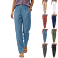 thumbnail image 1 of SeekIslan Women's Pull On Elastic Waist Pants with Front Patch Pockets for Summer Beach Vacation, 1 of 6