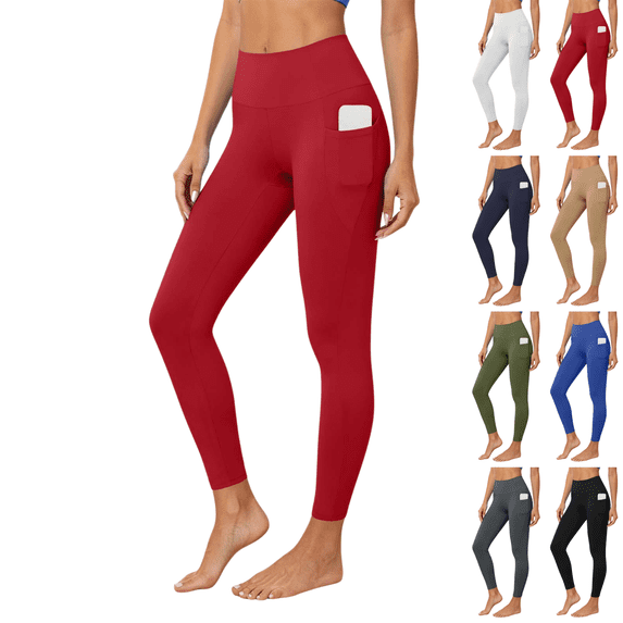 SeekIslan Women's Yoga Leggings with Pockets High Waist Workout Pants for Gym Running and Daily Activewear