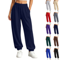 thumbnail image 1 of SeekIslan Women's Elastic Waist Sweatpants with Pockets Cuffed Jogger Pants for Daily Workout, 1 of 9