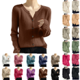 thumbnail image 1 of SeekIslan Women's Fall V Neck Button Front Cardigan with Long Sleeves and Ribbed Trim, 1 of 5