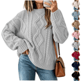thumbnail image 1 of SeekIslan Women's Sweaters with Crew Neck Long Sleeve Cable Knit Loose Pullover, 1 of 5