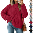 thumbnail image 1 of SeekIslan Women's Sweaters with Crew Neck Long Sleeve Cable Knit Loose Pullover, 1 of 5