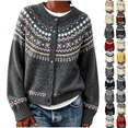 thumbnail image 1 of SeekIslan Women's Sweaters with Fair Isle Pattern Button Up Long Sleeve Knit Cardigan, 1 of 5