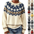 thumbnail image 1 of SeekIslan Women's Sweaters with Fair Isle Pattern Crew Neck Long Sleeve Knit Sweaters, 1 of 5