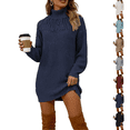 thumbnail image 1 of SeekIslan Women's Sweaters with High Neck Long Sleeve Fringe Tunic Knit Pullover, 1 of 4