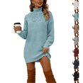 thumbnail image 1 of SeekIslan Women's Sweaters with High Neck Long Sleeve Fringe Tunic Knit Pullover, 1 of 4
