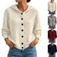 thumbnail image 1 of SeekIslan Women's Sweaters with Hood Cable Knit Button Down Long Sleeve Cardigan, 1 of 4