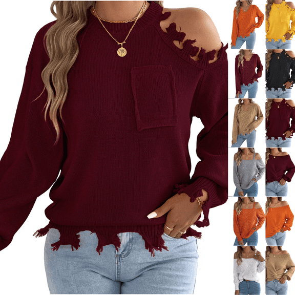 SeekIslan Women's Sweaters with Long Sleeve Loose Knit Pullover