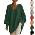thumbnail image 1 of SeekIslan Women's Sweaters with V Neck Long Sleeve Loose Knit Poncho Pullover, 1 of 7