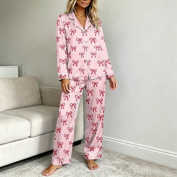 Nimbly Women's Button Down Pajama Set Long Sleeve Shirt with Pants for Cozy Sleep Nightwear