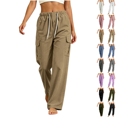 thumbnail image 1 of SeekIslan Womens Corduroy Cargo Pants Drawstring Waist Baggy Fit with Pockets for Casual Lounge Wear, 1 of 7