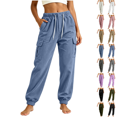thumbnail image 1 of SeekIslan Womens Corduroy Cargo Pants Drawstring Waist Baggy Fit with Pockets for Casual Lounge Wear, 1 of 7