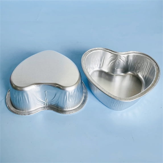 SeekLGT Mini Heart Shaped Cake Pans 10 Pack 3.4oz Aluminum Foil Baking Pans Disposable Heart Cake Containers for Valentine Desserts Wedding Gifts
