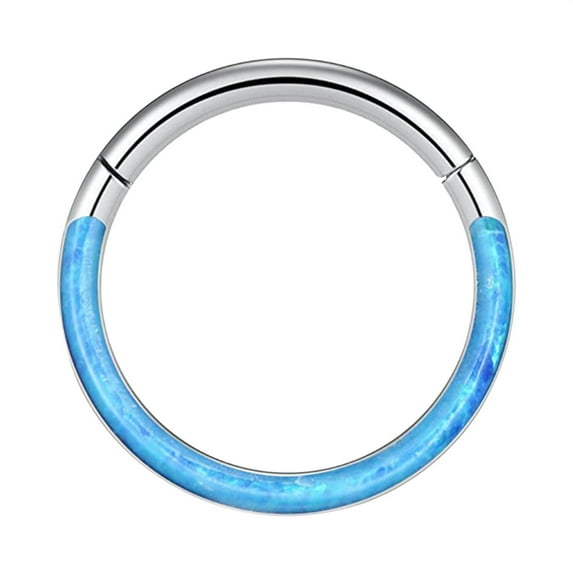 SeekLGT 16G Stainless Steel Septum Ring Opal Hoop Nose Lip Cartilage Earrings Hinged Segment Seamless Piercing Jewelry