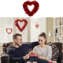 SeekLGT 18 Inch Valentine Heart Shaped Wreath Red Pink Rose Heart Wreath with Bow Front Door Decoration Wedding Anniversary Romantic Home Decor