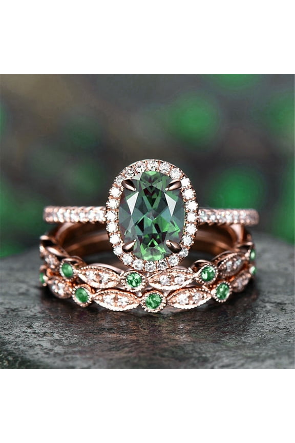 1pcs Vintage Rose Gold Engagement Ring Art Deco Stackable Gemstone Bridal Wedding Ring for Women