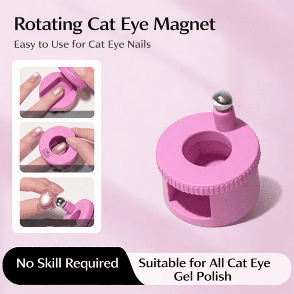 SeekLGT 2026 New Rotating Cat Eye Magnet Nail Art Tool 360 Degree Automatic Universal for Gel Polish 1 Count