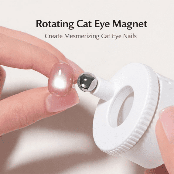 SeekLGT 2026 New Rotating Cat Eye Magnet Nail Art Tool 360 Degree Universal for Gel Polish Force Light Absorption 1 Count