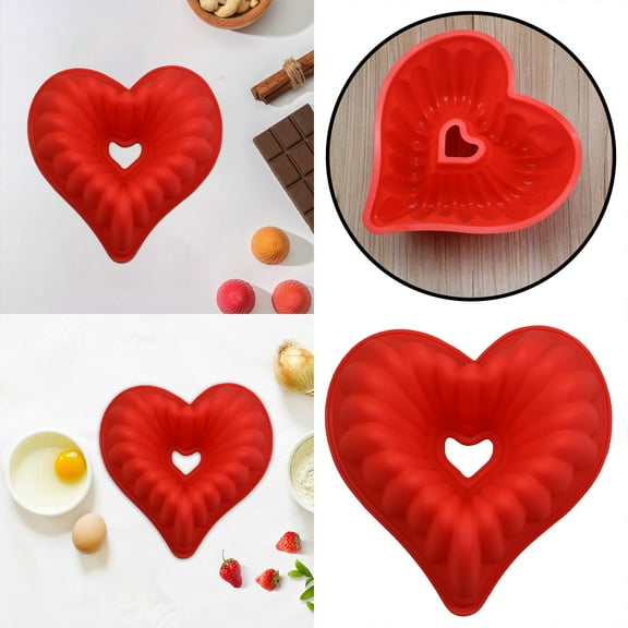 SeekLGT 3D Heart Silicone Cake Mold Valentine Love Shape Baking Pan Food Grade Non Stick Mold for Chocolate Candy Cupcakes Cookies DIY Gifts