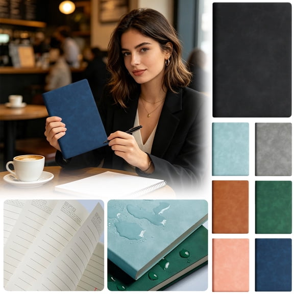 SeekLGT A5 Soft PU Leather Lined Journal Notebook, 8.26 x 5.7 Inch Professional Light Blue Writing Diary for Daily Planning Business Records and Personal Notes