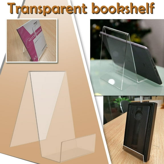 SeekLGT Acrylic Book Holder Display Shelf Clear Plexiglass Stand for Books Picture Albums Merchandise Storage Desk Counter Organizer