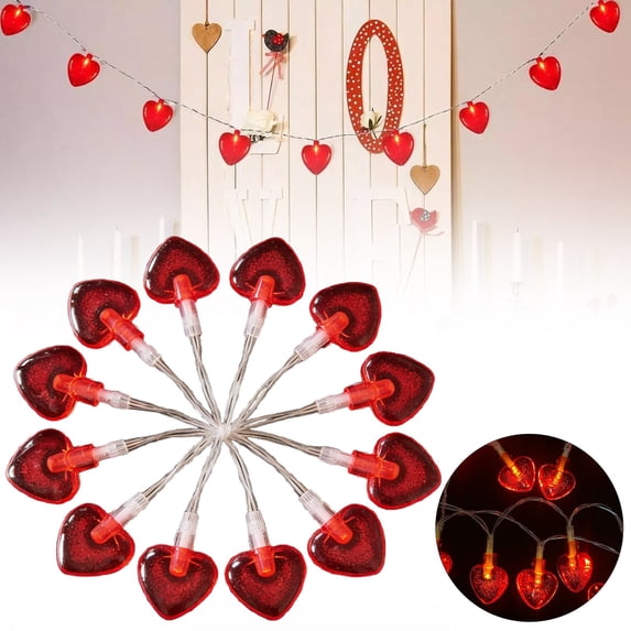 SeekLGT Acrylic Heart LED String Lights Warm White Battery Operated Valentine Lights Indoor for Wall Hanging Wedding Venue and Heart Garland Decor 118.11 in 1 Count