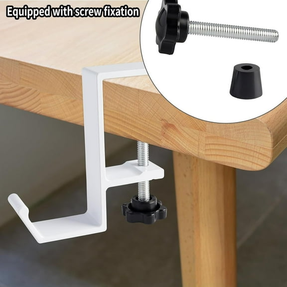 SeekLGT Adhesive Desk Hook Removable Aluminum Bag Hook No Drilling Desktop Purse Holder for Table Headphones Keys Backpack 1 Pack