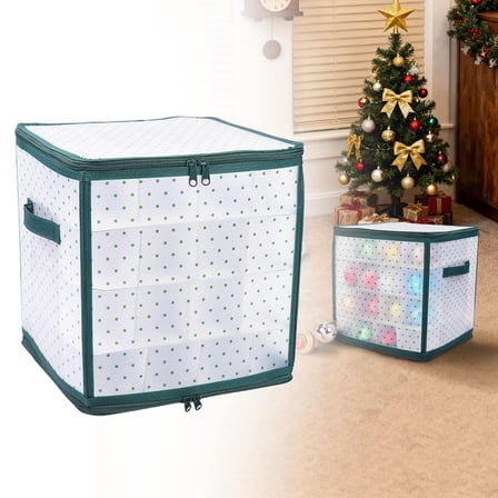 SeekLGT Adjustable Box Christmas Ornament Storage Organizer with Dividers - Holds Up to 64 Holiday Xmas Decorations Protective Container