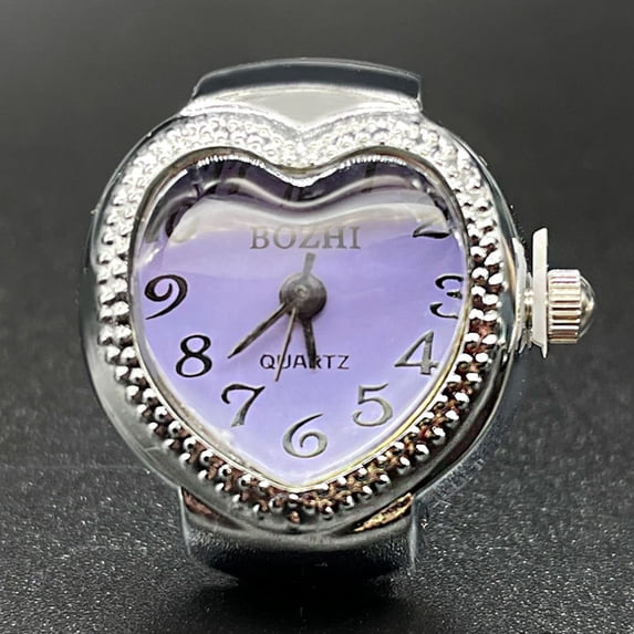 SeekLGT Adjustable Watch Ring Real Timepiece Jewelry Silver Vintage Chunky Fashion Statement Ring for Women Men