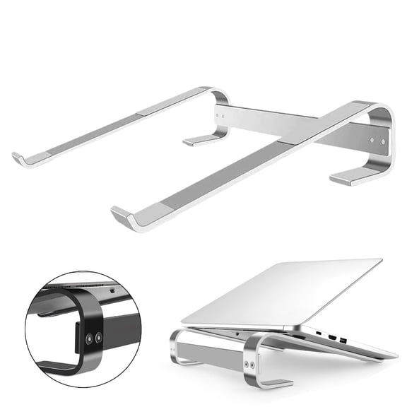 SeekLGT Aluminum Silver Laptop Stand for Desk, Ergonomic Notebook Holder, Adjustable Laptop Riser, Metal Laptop Desk Stand for Computers, Compatible with All Laptops, 1pc