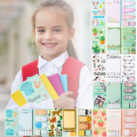 SeekLGT Angel Theme Special Shaped Sticky Notes Creative Cartoon Memo Pad Combination Self-Stick Note Pad for Journaling and Messages
