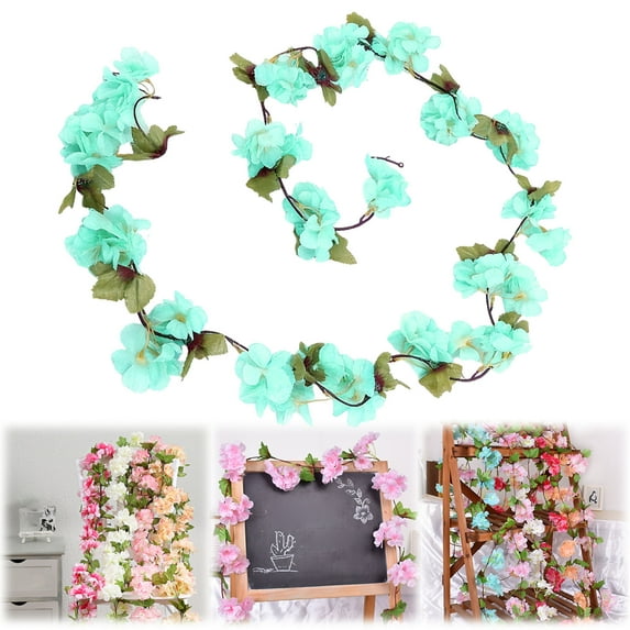 SeekLGT Artificial Cherry Blossom Garland Pink Flower Vine Hanging Floral Decor for Home Wedding Wall Pipe Cover Decoration 1 Piece