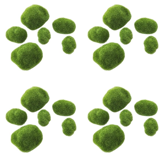 SeekLGT Artificial Moss Rocks Decorative Green Moss Stones, Long Hairy Faux Moss Covered Balls for Fish Landscaping Aquarium, Home Tabletop Plant Wall Decor, 24 PC