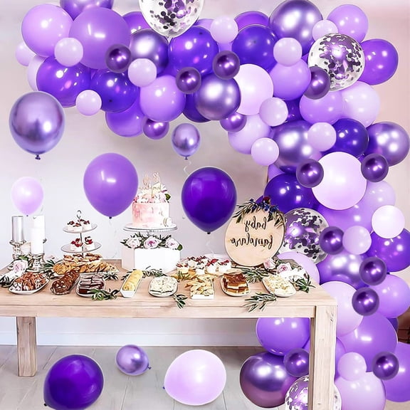 SeekLGT Balloon Decoration Kit Lavender Metallic Confetti Balloons for Birthday Wedding Baby Shower Bridal Arch Garland Party